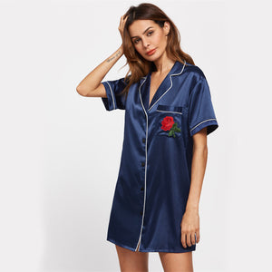 Gwyneth Collared Nightgown V-Neck Shirt